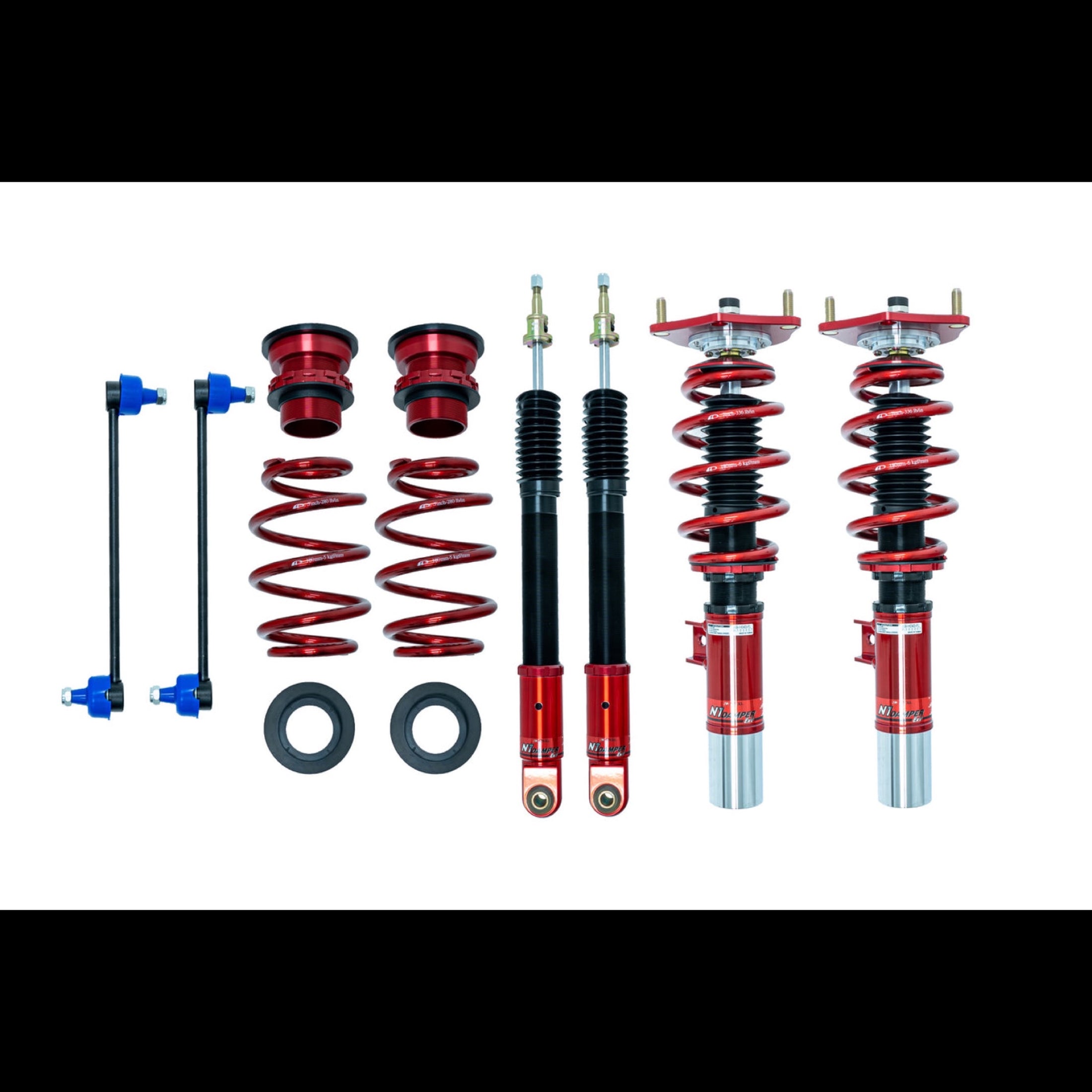 Apexi coilovers in red with white background for Honda Civic type R