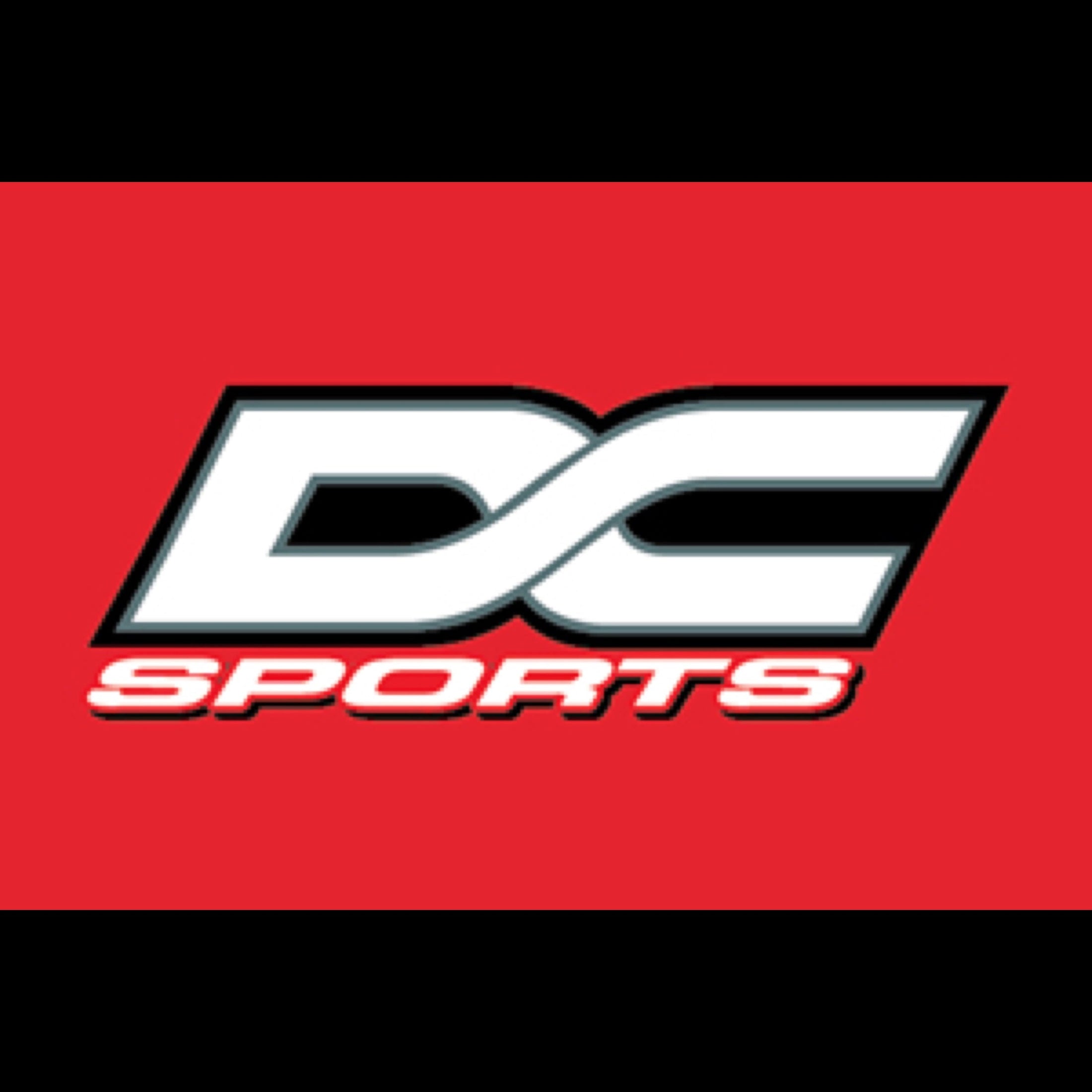 DC Sports logo on a red background