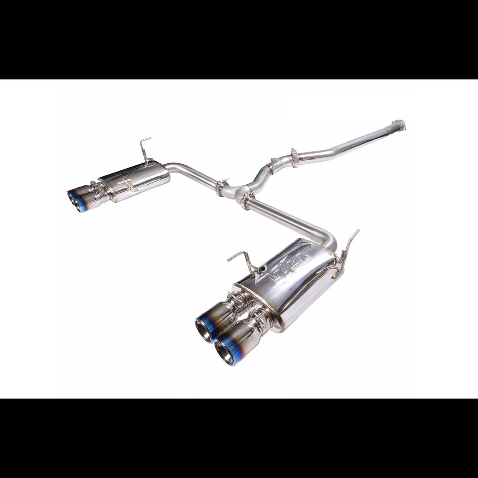 Injen Technology Subaru WRX STI Exhaust system with burnt titanium tips and white background