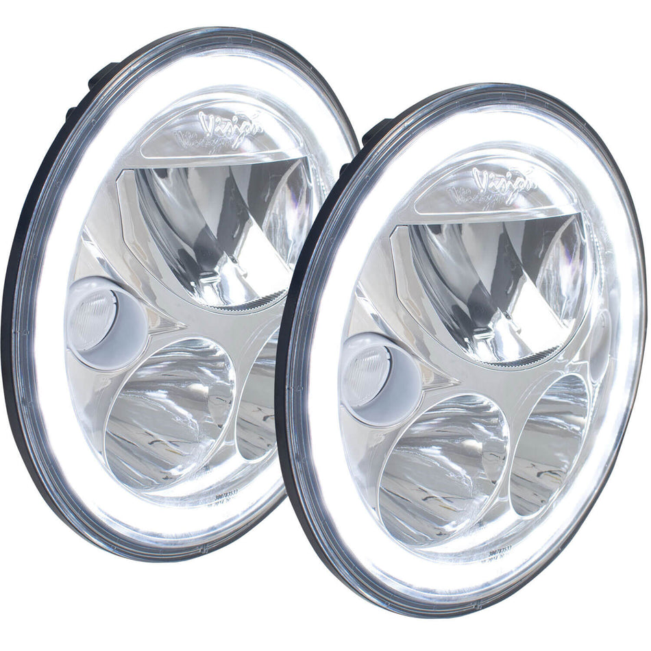 2007-2017 Jeep JK VX LED Headlight Kit - Chrome | White Halo