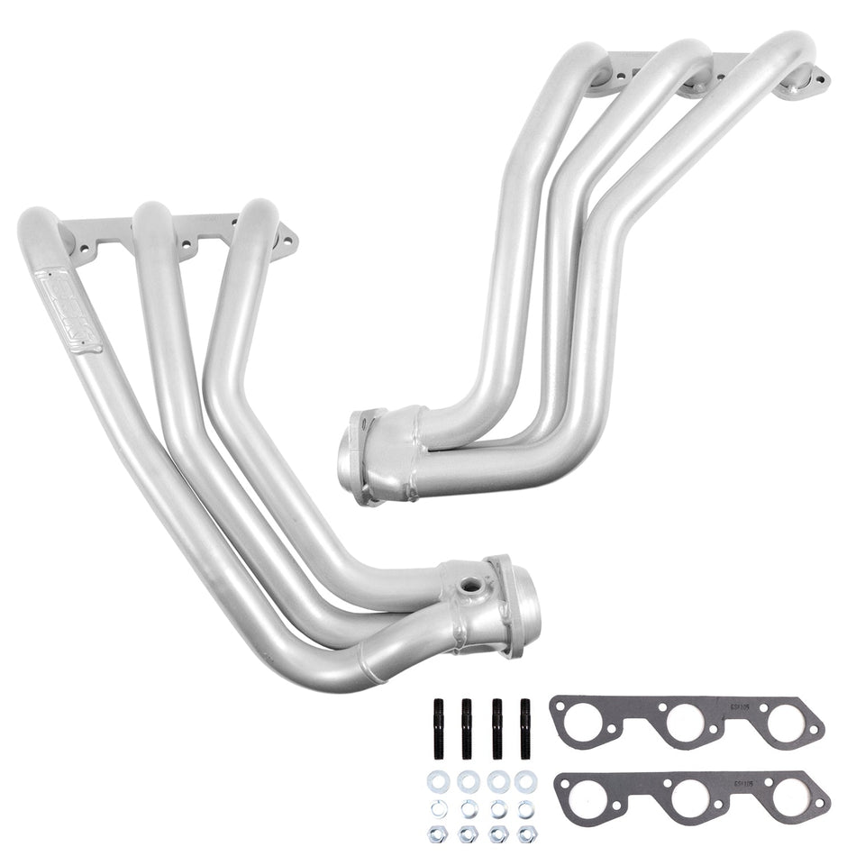 Jeep Wrangler 3.8 1-5/8 Long Tube Exhaust Headers With High Flow Cats Polished Silver Ceramic 07-11