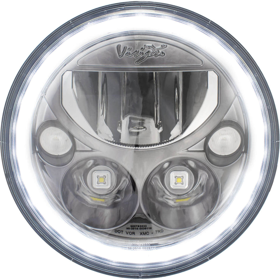 Single 7" Round Black Chrome VX Headlight (with Low-High-Halo)