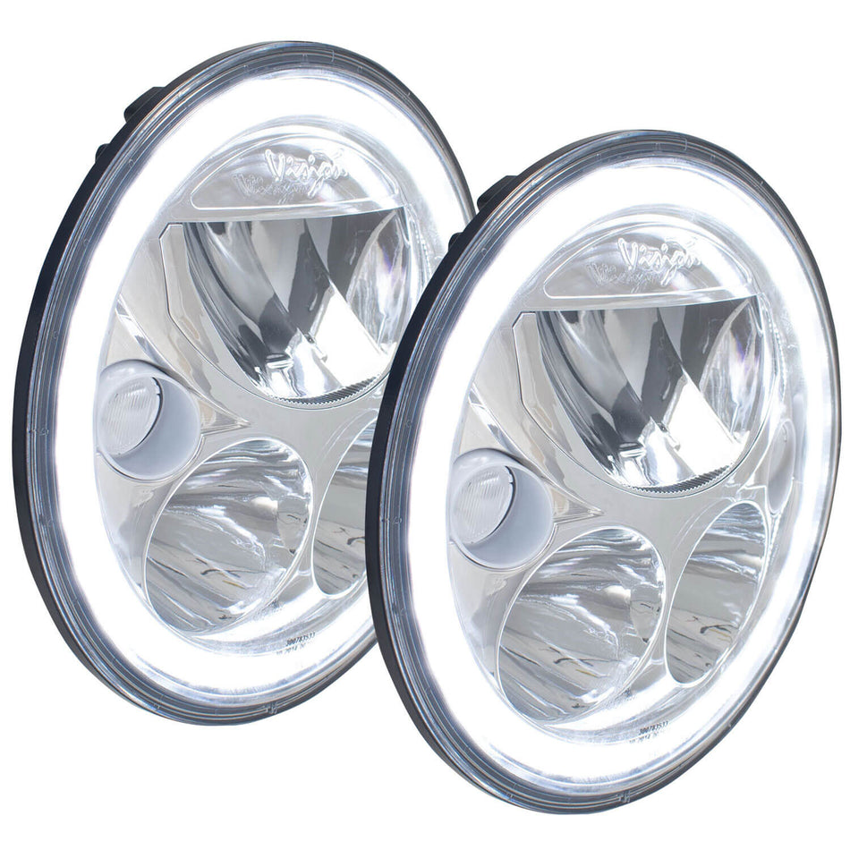 7" VX Series LED Headlight Kit - Chrome | White Halo