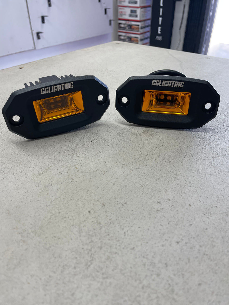 Compact Flush Mount LED Pod Pair - Amber