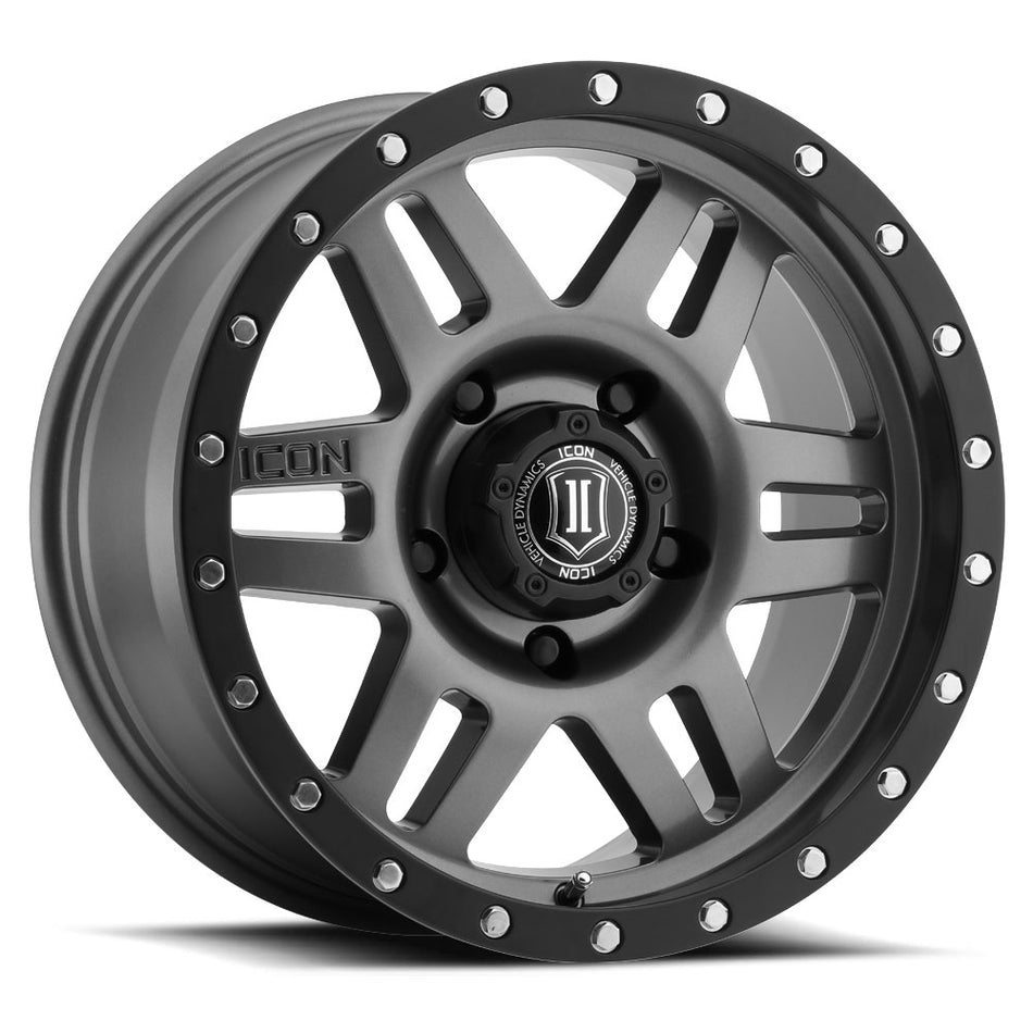 SIX SPEED / GUNMETAL WITH BLACK RING 17x8.50