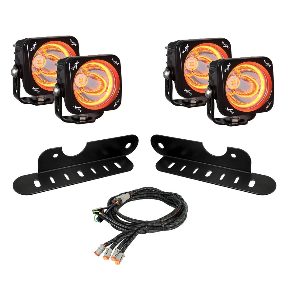 2017-2020 Ford F-150 Raptor LED Halo Fog Light Kit With Optimus Amber Halo Lights
