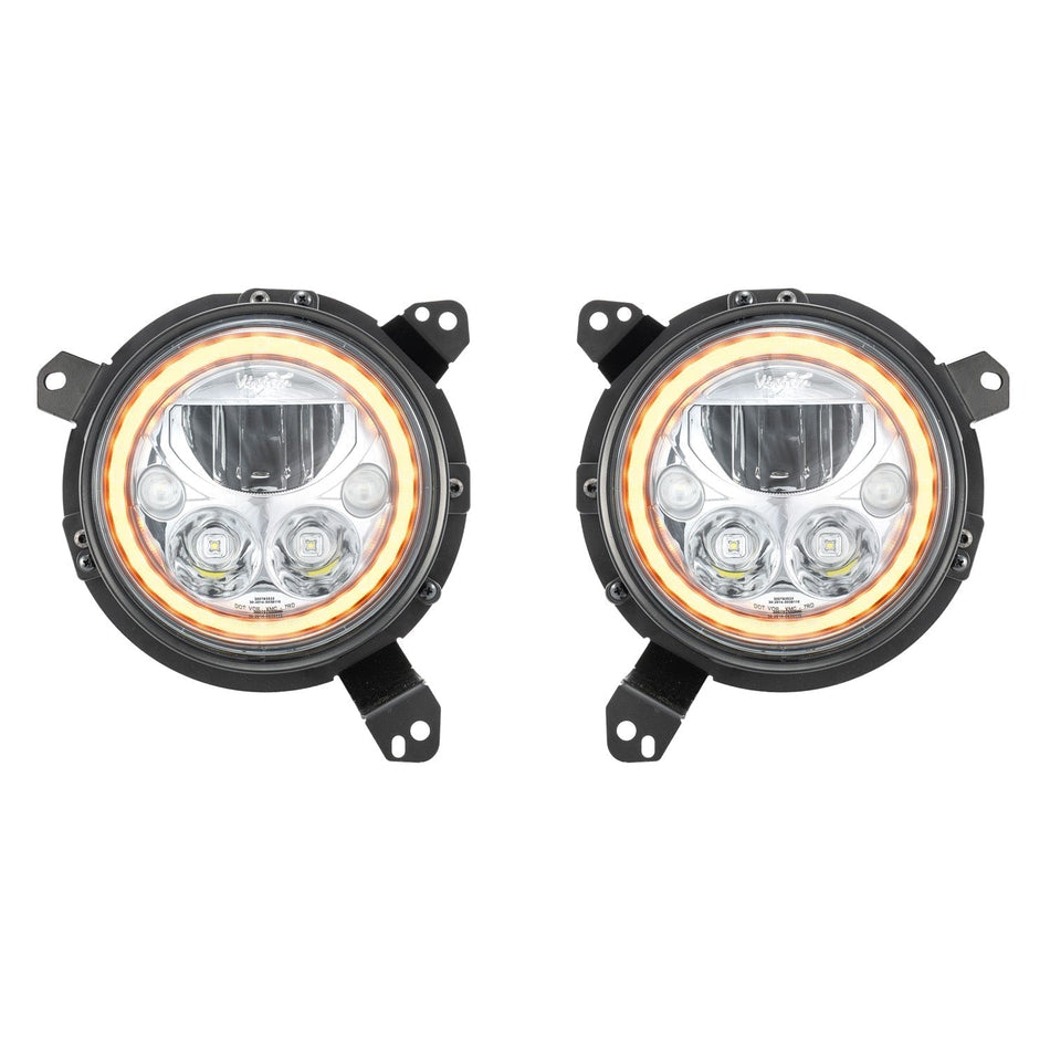 18+ Jeep JL / '20+ Jeep Gladiator VX LED Headlight Kit - Chrome | Amber Halo