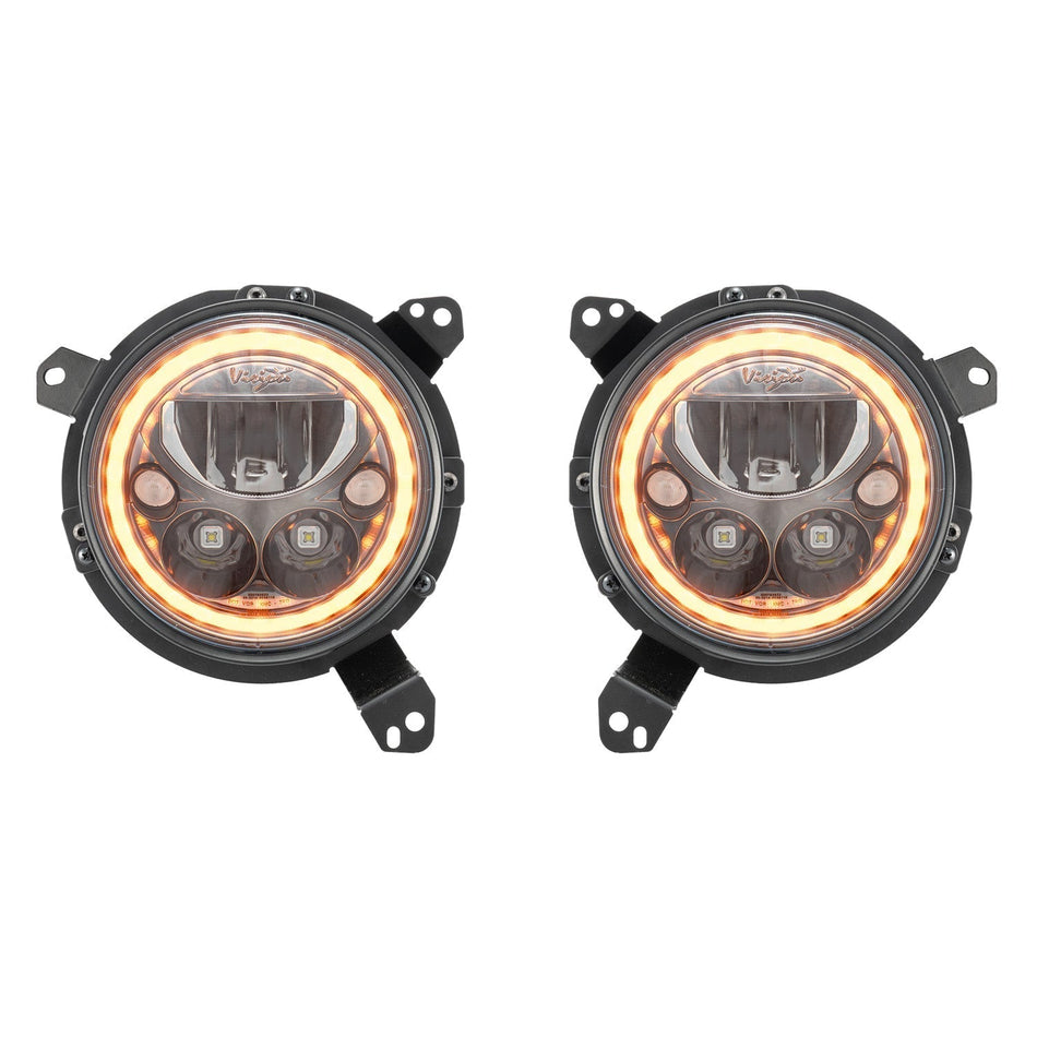 18+ Jeep JL / '20+ Jeep Gladiator VX LED Headlight Kit - Black Chrome | Amber Halo
