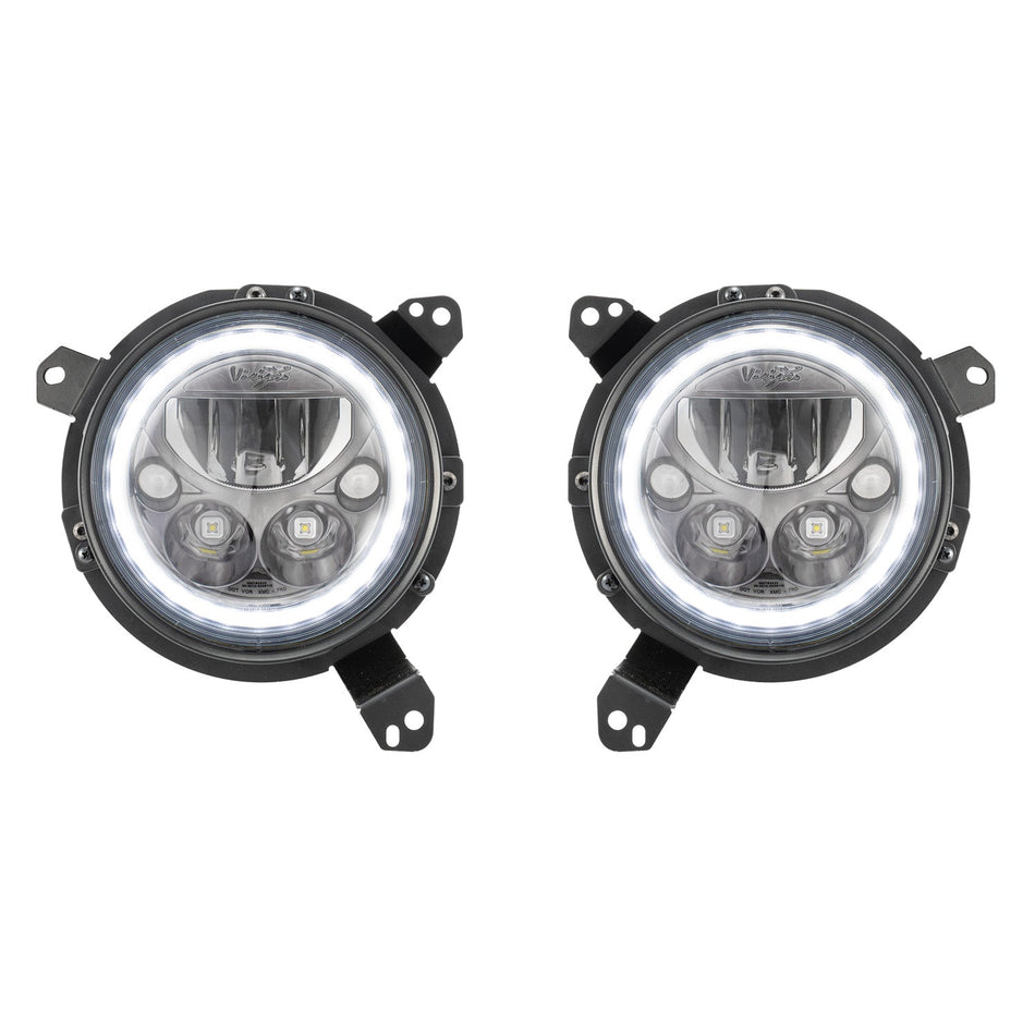 18+ Jeep JL / '20+ Jeep Gladiator VX LED Headlight Kit - Black Chrome | White Halo