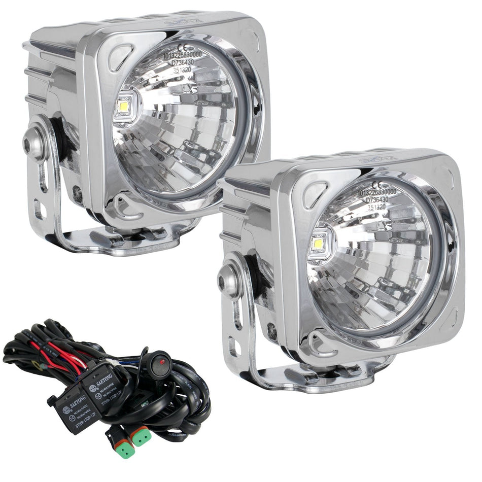 3" Optimus Chrome Square 20° Beam LED Light Kit