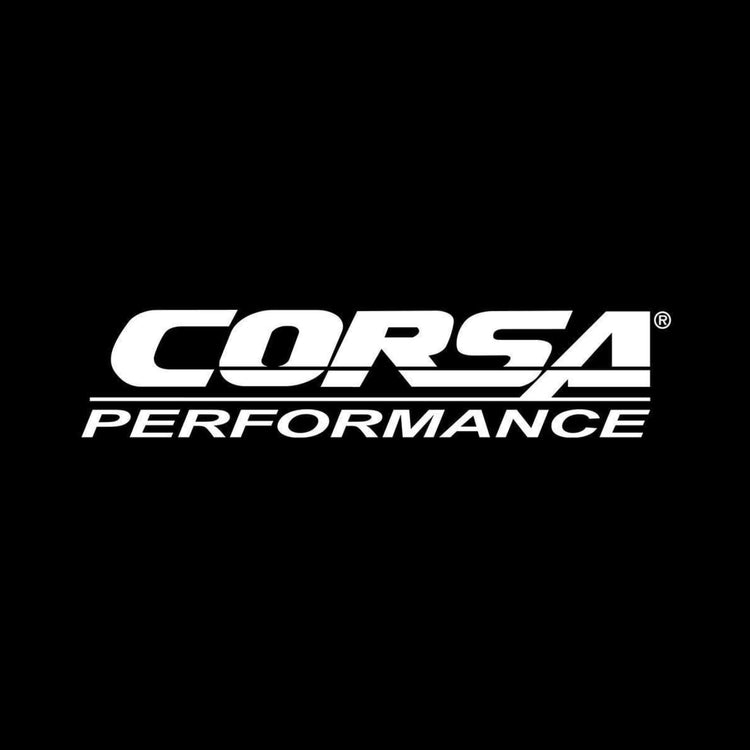 Corsa Performance exhaust logo in white with black background