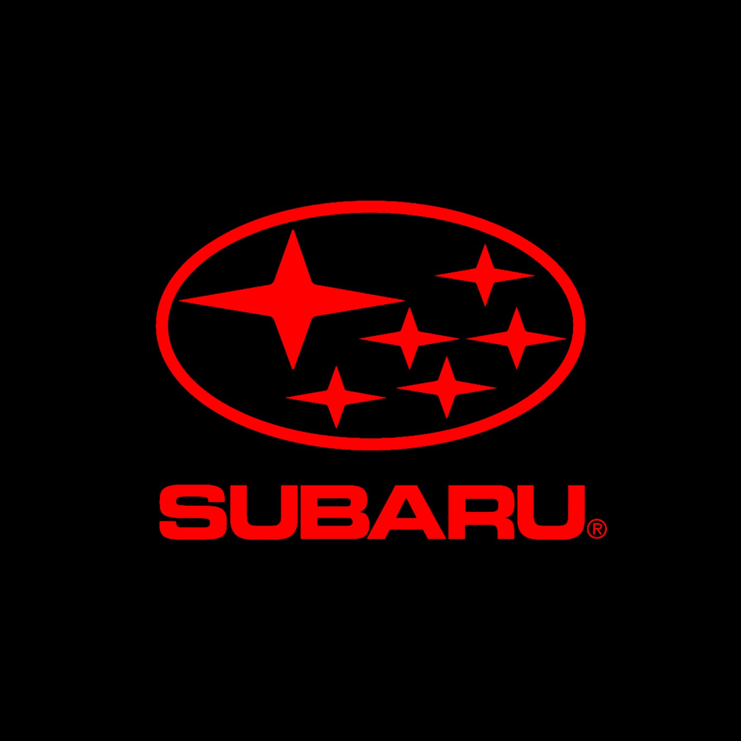 Subaru Logo in red with black background