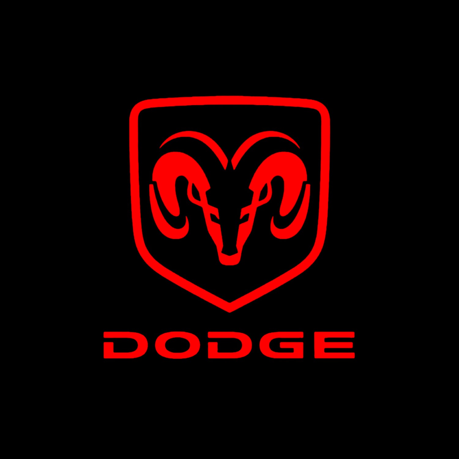 Dodge logo in red with black background