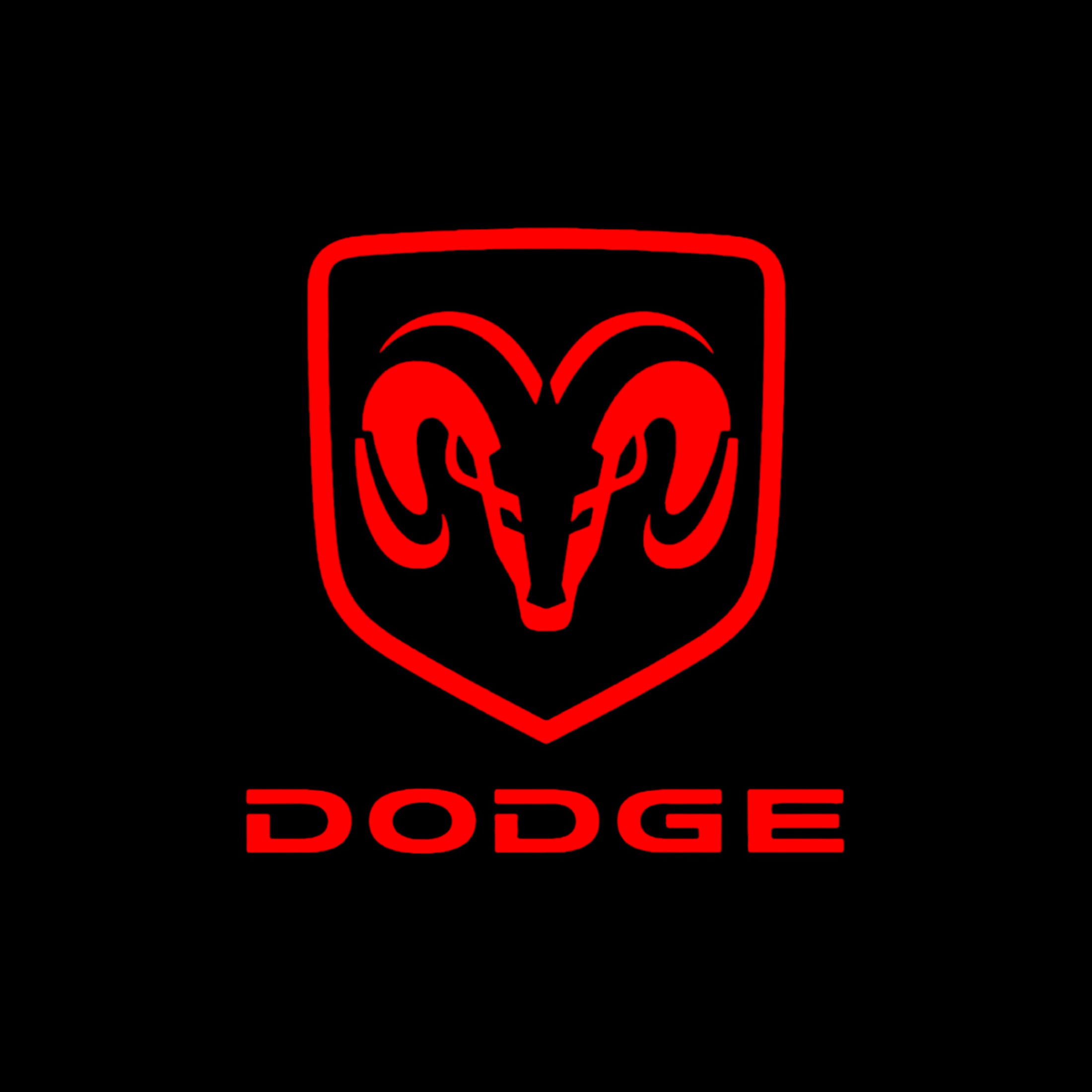 Dodge logo in red with black background