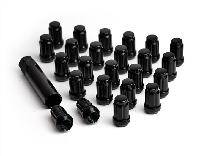 1/2" / 24 Count Lug Nut Kit with Key -Black - (89122024B)