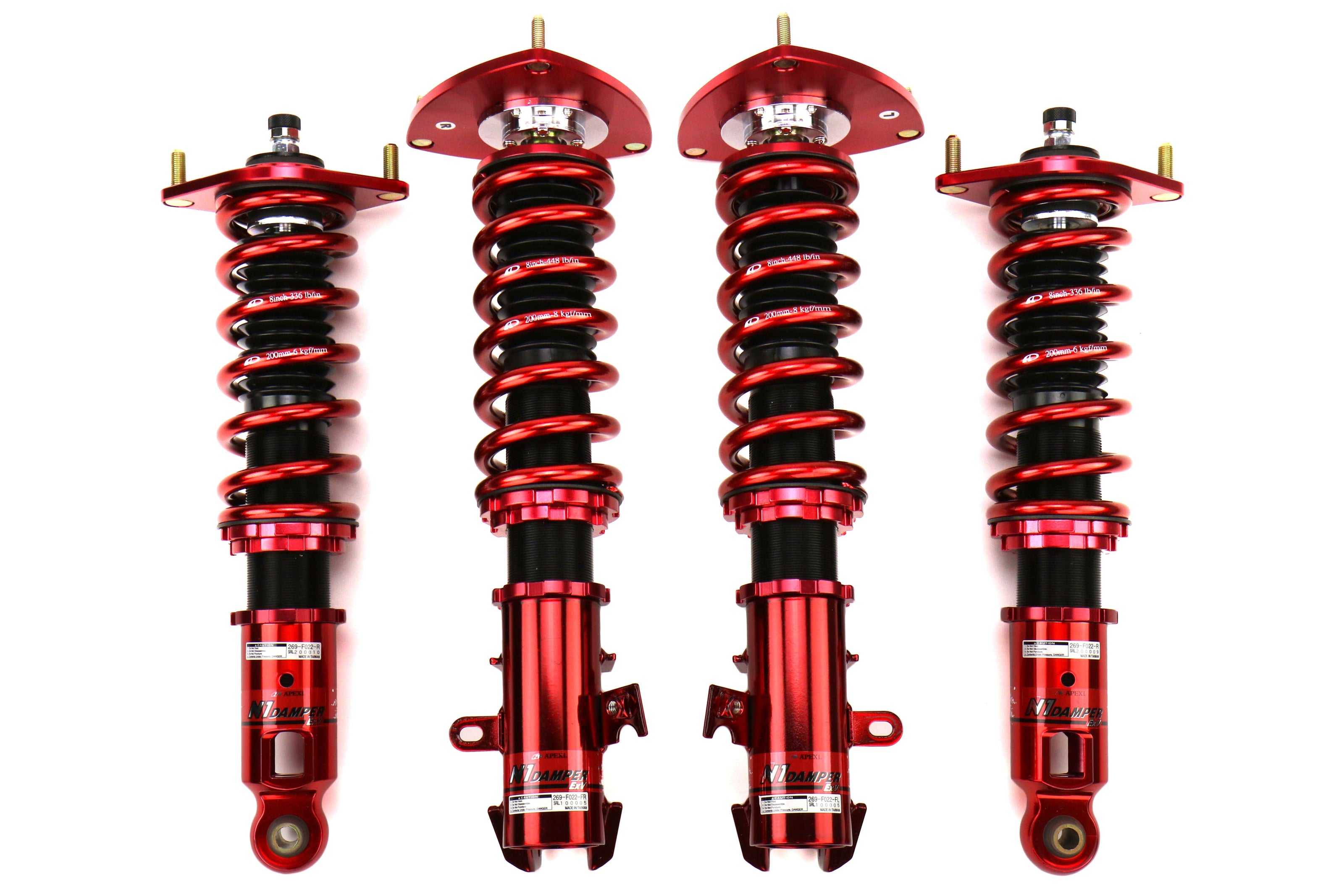 Apexi N1 Coilover System in red with white background