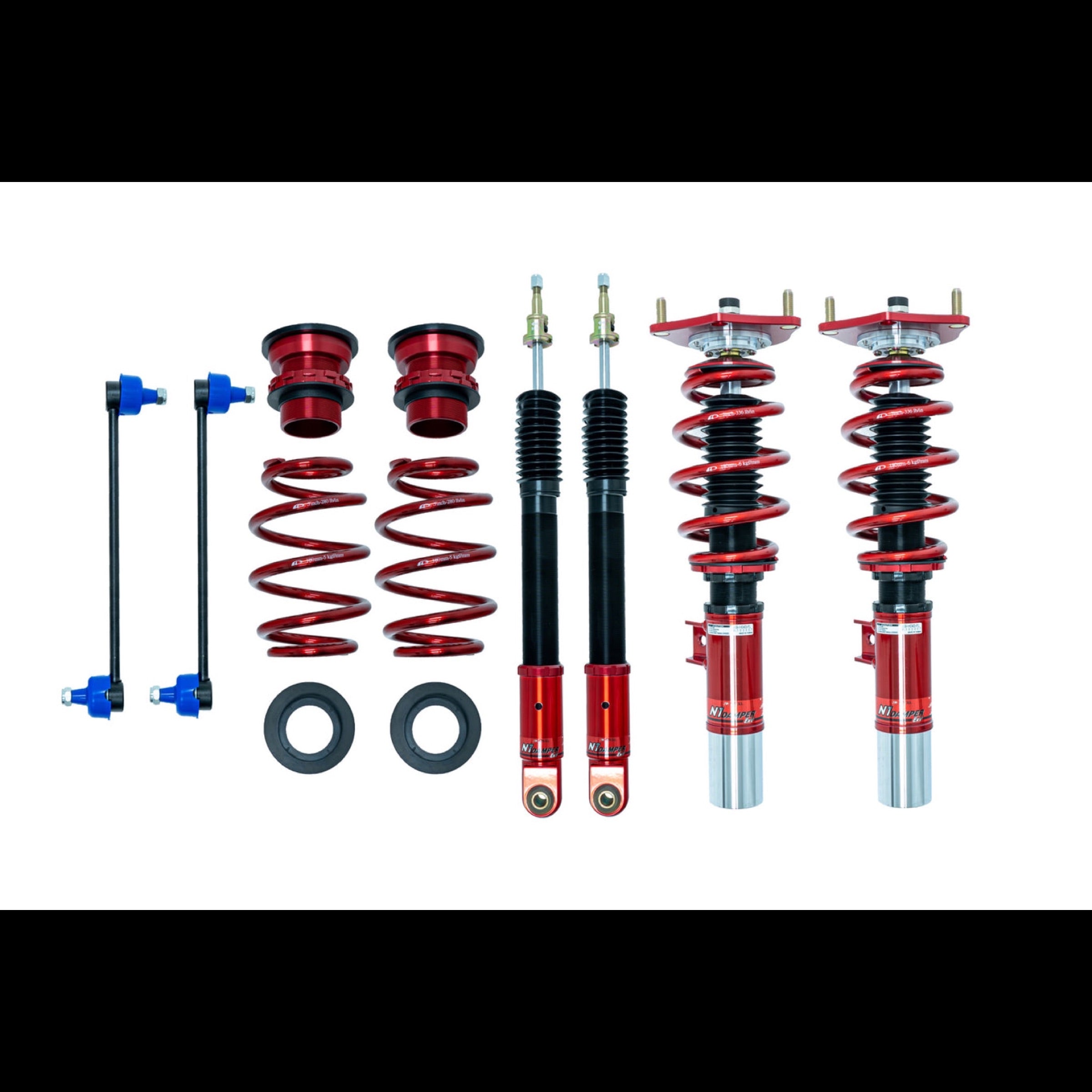 Apexi coilovers in red with white background for honda civic type R