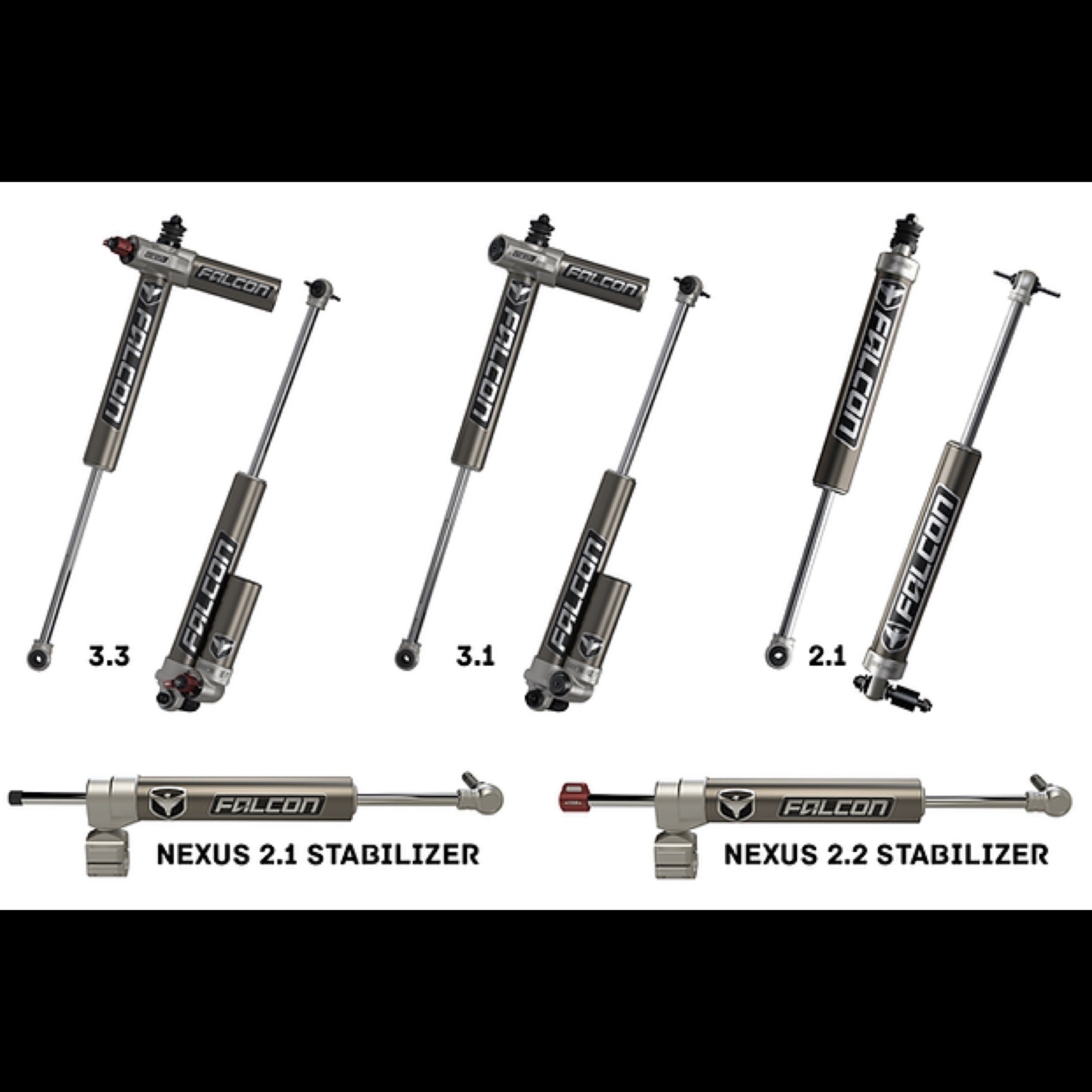 Falcon shocks and stabilizers with adjustment 