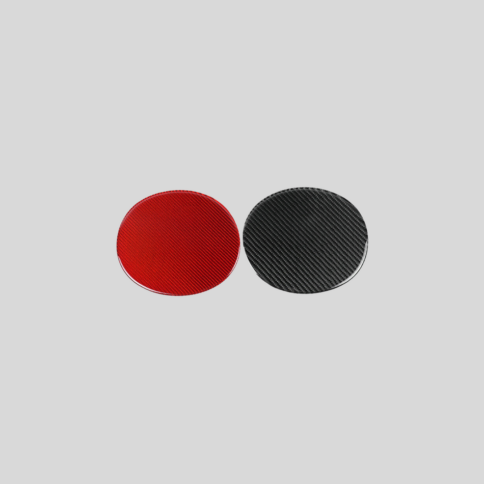 JDMuscle [22-25 WRX] P&S Series Carbon Fiber Fuel Door Cover | Black Carbon Fiber/ Red Carbon Fiber