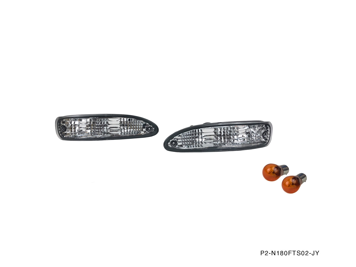 Nissan 180SX 240sx Chuki Crystal Clear DualPosts front turn signals [shark nose] - P2-N180FTS02-JY