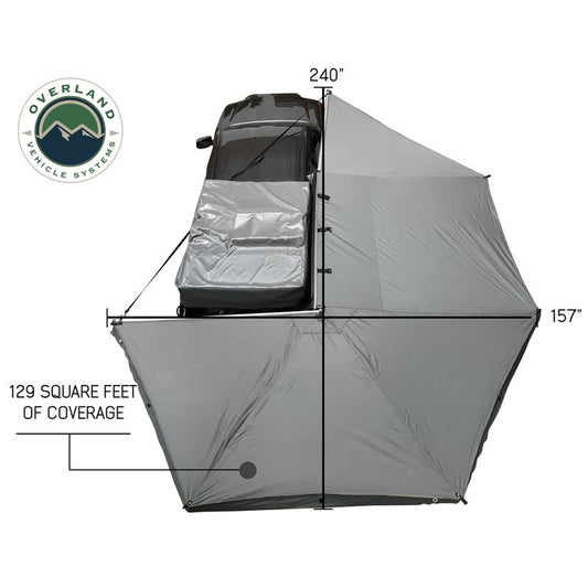 Nomadic Awning 270 - Dark Gray Cover With Black Transit Cover Passenger Side and Brackets (19529907)