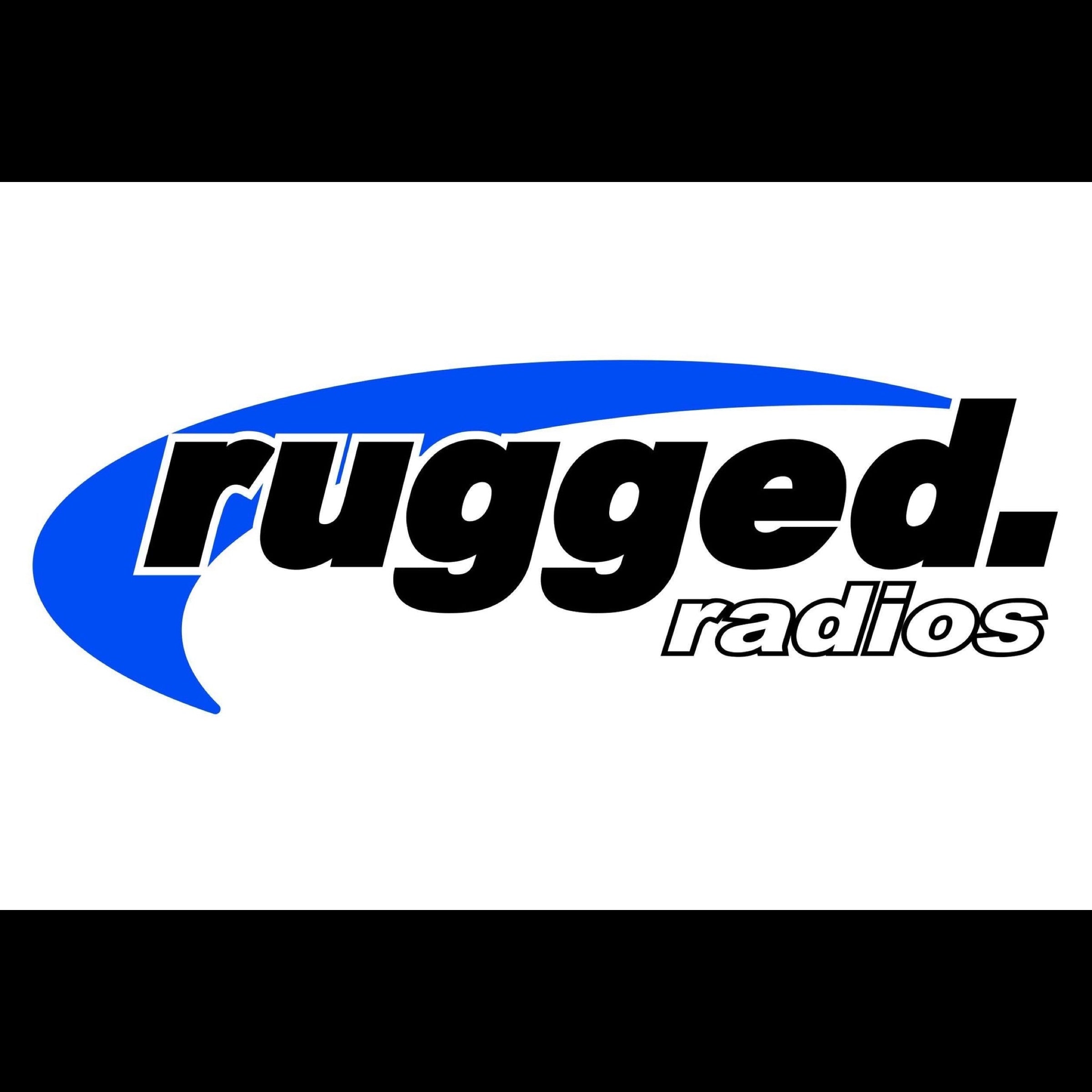 Rugged Radios logo with white background
