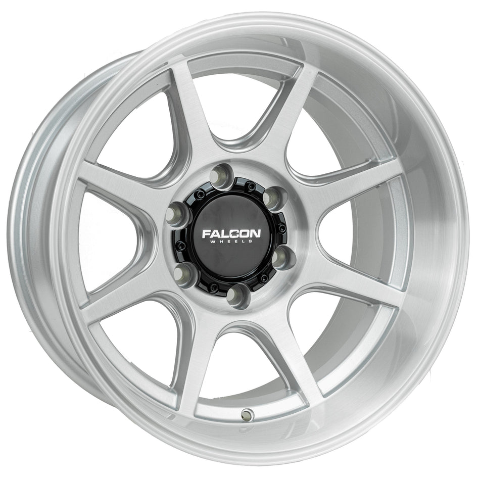 T8 "Seeker"- Silver Brush Face 17x9