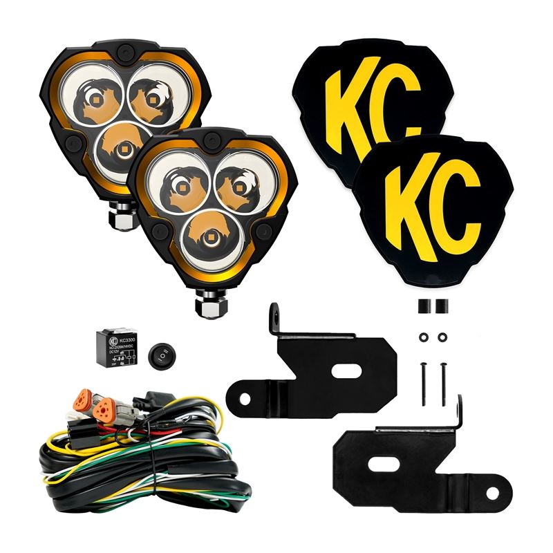 KC FLEX ERA 3 LED 3.5in 2-Light Sys 2018-2023 Jeep Wrangler JL Gladiator JT (97128)